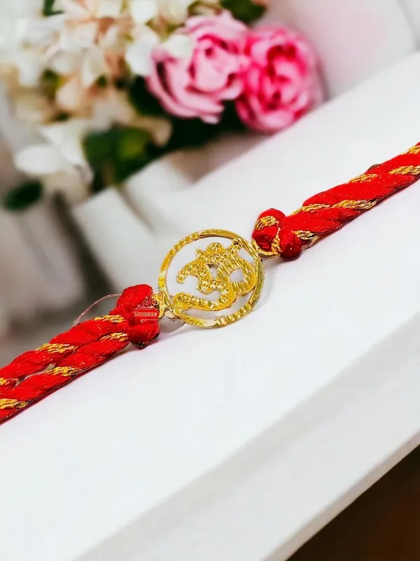 Silver_Om_Sathiya_20K_Gold_Rakhi_Bracelet_For_Men/Boys_(Yellow_Gold_Rakhi_For_Brother)_(Sathiya)