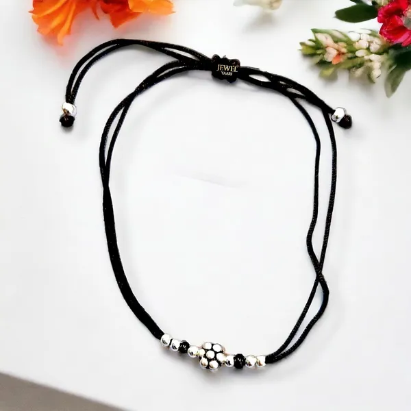 Silver_925_Oxidized__Cottan_Thread_Anklet_With_Ball_For_Girls_And_Women_Nazarbattu/Nazaiya_Anklet_(Style10)