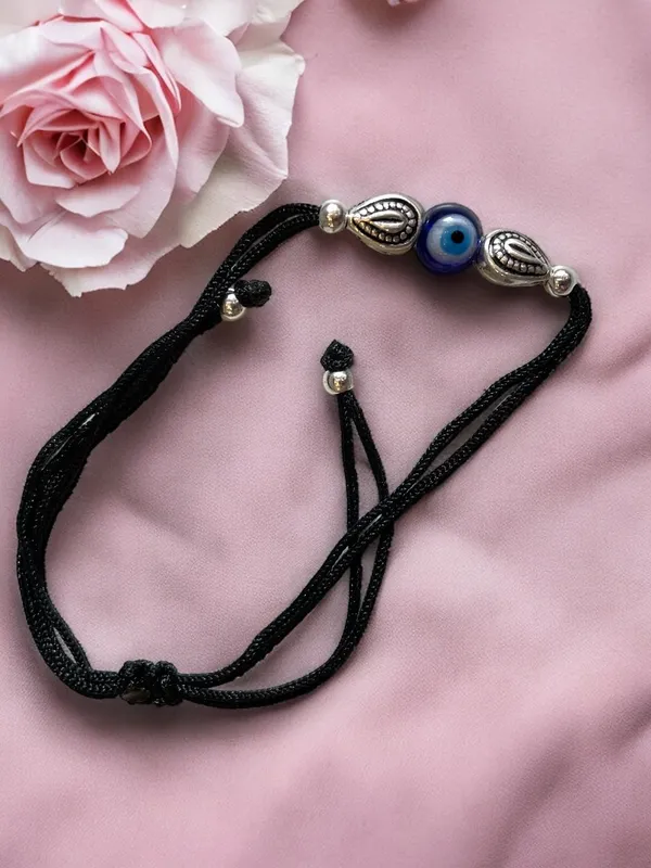 Silver_925_Oxidized__Cottan_Thread_Anklet_With_Ball_For_Girls_And_Women_Nazarbattu/Nazaiya_Anklet_(Style11)