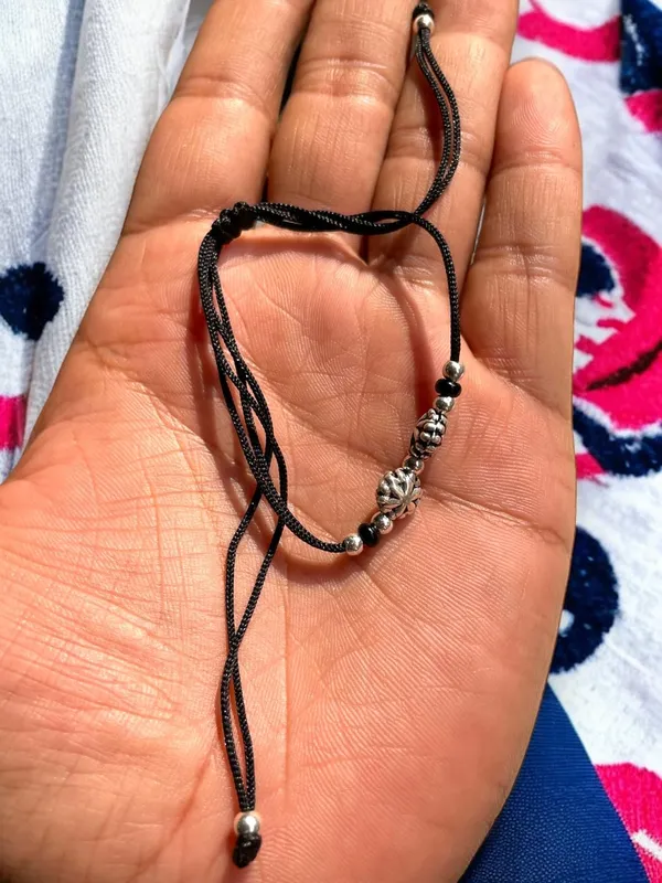 Silver_925_Oxidized__Cottan_Thread_Anklet_With_Ball_For_Girls_And_Women_Nazarbattu/Nazaiya_Anklet_(Style3)