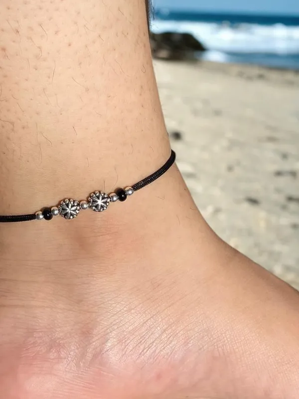 Silver_925_Oxidized__Cottan_Thread_Anklet_With_Ball_For_Girls_And_Women_Nazarbattu/Nazaiya_Anklet_(Style3)