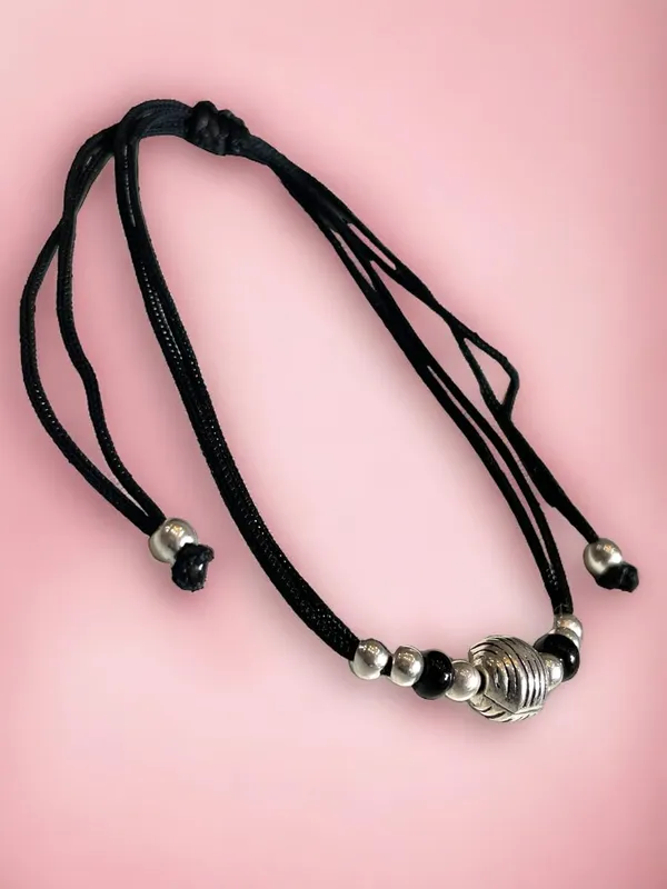 Silver_925_Oxidized__Cottan_Thread_Anklet_With_Ball_For_Girls_And_Women_Nazarbattu/Nazaiya_Anklet_(Style5)