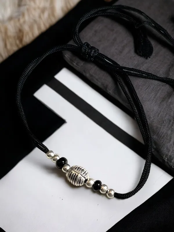 Silver_925_Oxidized__Cottan_Thread_Anklet_With_Ball_For_Girls_And_Women_Nazarbattu/Nazaiya_Anklet_(Style5)