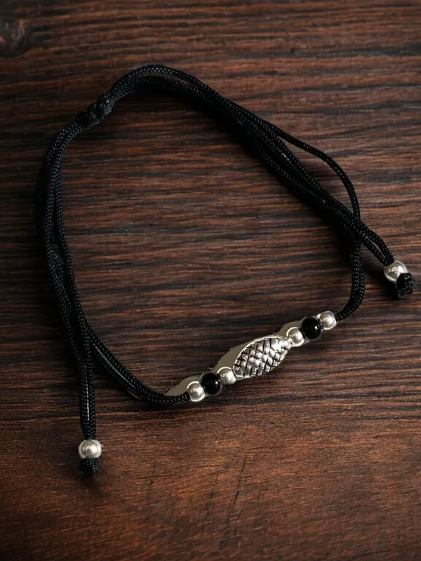Silver_925_Oxidized__Cottan_Thread_Anklet_With_Ball_For_Girls_And_Women_Nazarbattu/Nazaiya_Anklet_(Style6)