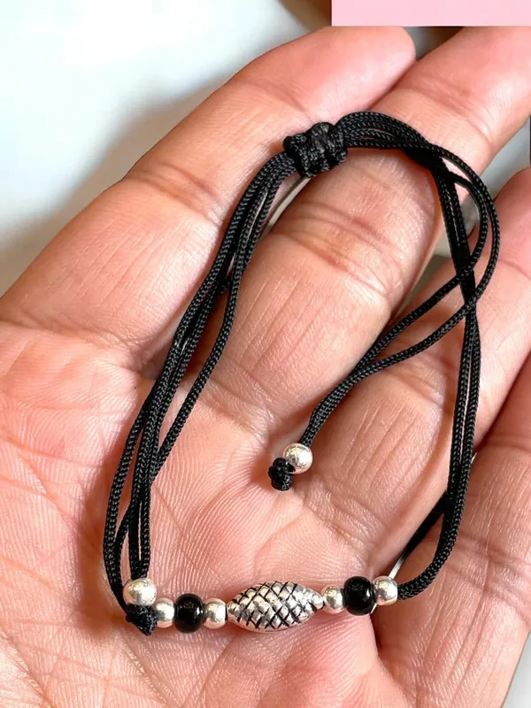 Silver_925_Oxidized__Cottan_Thread_Anklet_With_Ball_For_Girls_And_Women_Nazarbattu/Nazaiya_Anklet_(Style6)
