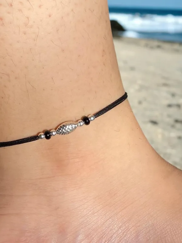 Silver_925_Oxidized__Cottan_Thread_Anklet_With_Ball_For_Girls_And_Women_Nazarbattu/Nazaiya_Anklet_(Style6)