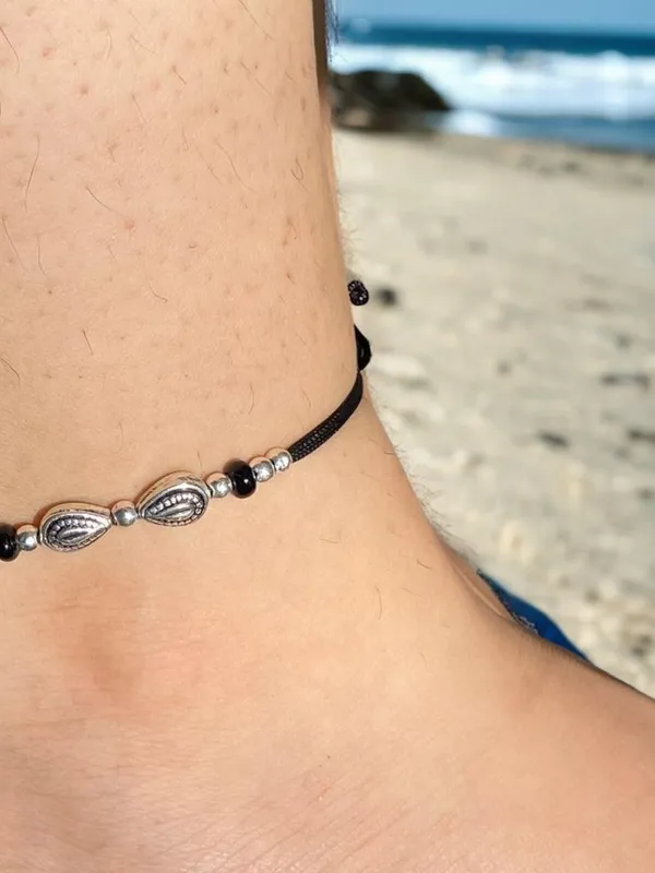 Silver_925_Oxidized__Cottan_Thread_Anklet_With_Ball_For_Girls_And_Women_Nazarbattu/Nazaiya_Anklet_(Style7)