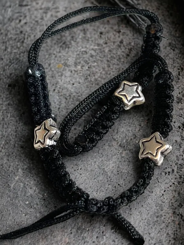 Silver_925_Oxidized__Cottan_Thread_Anklet_With_Ball_For_Girls_And_Women_Nazarbattu/Nazaiya_Anklet_(Style9)