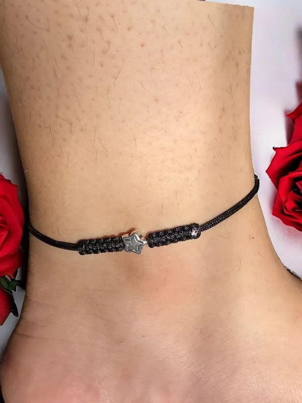 Silver_925_Oxidized__Cottan_Thread_Anklet_With_Ball_For_Girls_And_Women_Nazarbattu/Nazaiya_Anklet_(Style9)