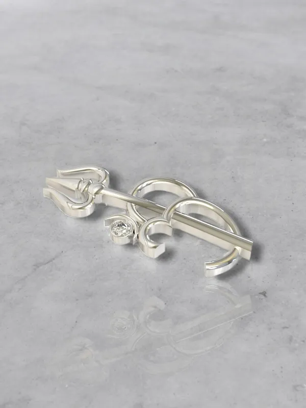 Silver_By_Trishool_Brooch/Lapel_Pin_With__Cubic_Zirconia_925_Sterling_Brooch_For_Men_And_Women