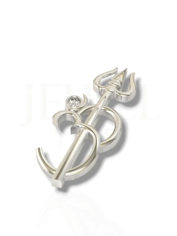 Silver_By_Trishool_Brooch/Lapel_Pin_With__Cubic_Zirconia_925_Sterling_Brooch_For_Men_And_Women