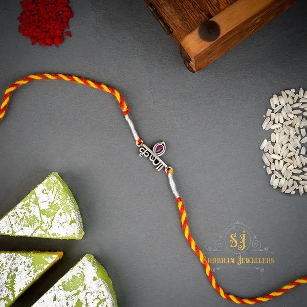 Silver_925_Sterling_Rakhi_For_Brother_Krishna_Raksha_Bandhan_Pure_Cotton_For_Men,_Boys,_Kids_Rakhi_With_Roli_Chawal
