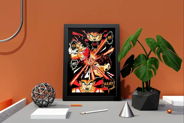 Multicolor_Dragon_Ball_Z_(DBZ)_Goku_Anime_Poster_with_Frame