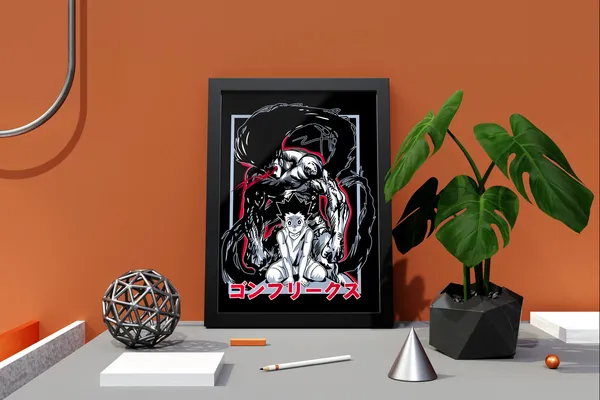 Multicolor_Gon_Rage_Mode_Anime_Poster_with_Frame