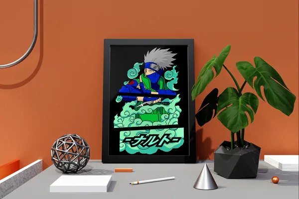 Multicolor_Naruto_Kakashi_Hatake_Anime_Poster_with_Frame