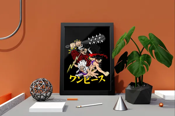 Multicolor_One_Piece_Luffy_Ace_Kaido_Anime_Poster_with_Frame