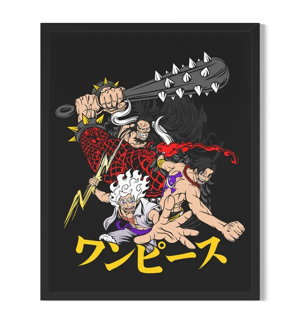 Multicolor_One_Piece_Luffy_Ace_Kaido_Anime_Poster_with_Frame