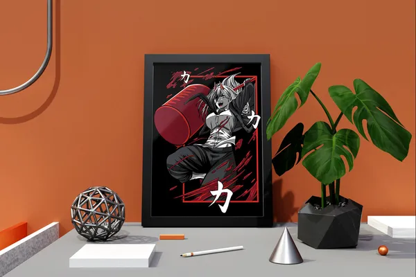 Multicolor_Chainsaw_Man_Power_Anime_Poster_with_Frame