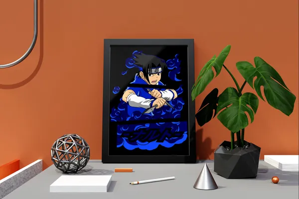 Multicolor_Naruto_Sasuke_Uchiha_Anime_Poster_with_Frame