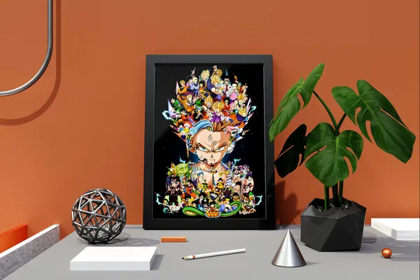 Multicolor_Dragon_Ball_Z_(DBZ)_Gohan_Anime_Poster_with_Frame