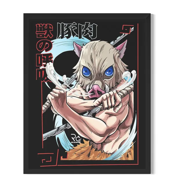 Multicolor_Demon_Slayer_Inosuke_Hashibira_Anime_Poster_with_Frame