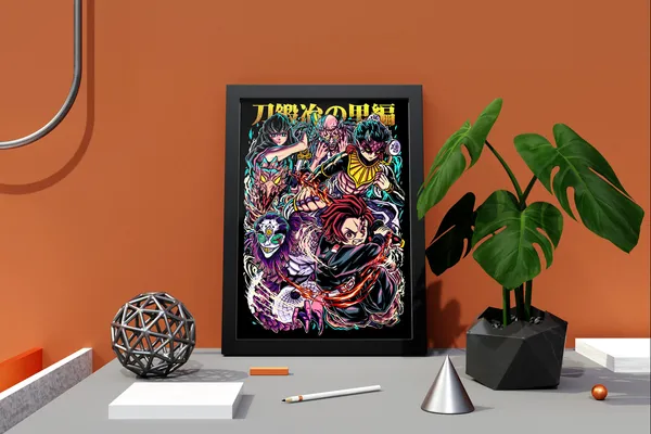 Multicolor_Demon_Slayer_Swordsmith_Village_Anime_Poster_with_Frame