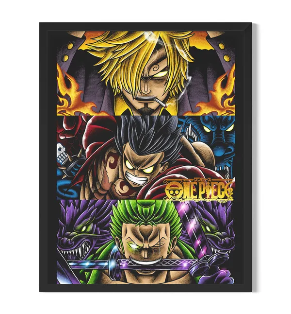 Multicolor_One_Piece_Luffy_Sanji_Zoro_Anime_Poster_with_Frame