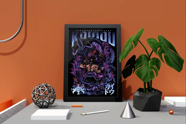 Multicolor_One_Piece_Kaido_Anime_Poster_with_Frame