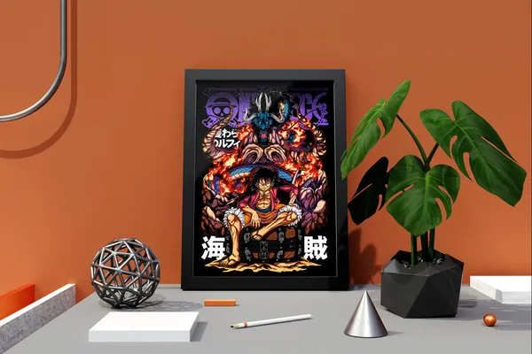 Multicolor_One_Piece_Luffy_2_Anime_Poster_with_Frame