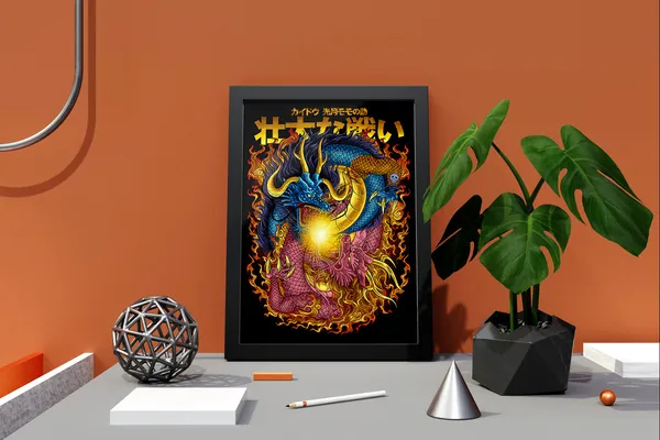 Multicolor_One_Piece_Luffy_3_Anime_Poster_with_Frame