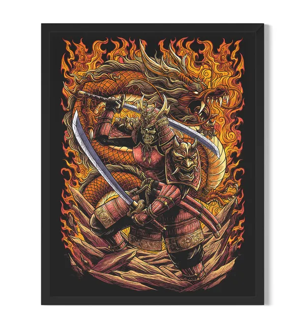 Multicolor_Samurai_Anime_Poster_with_Frame