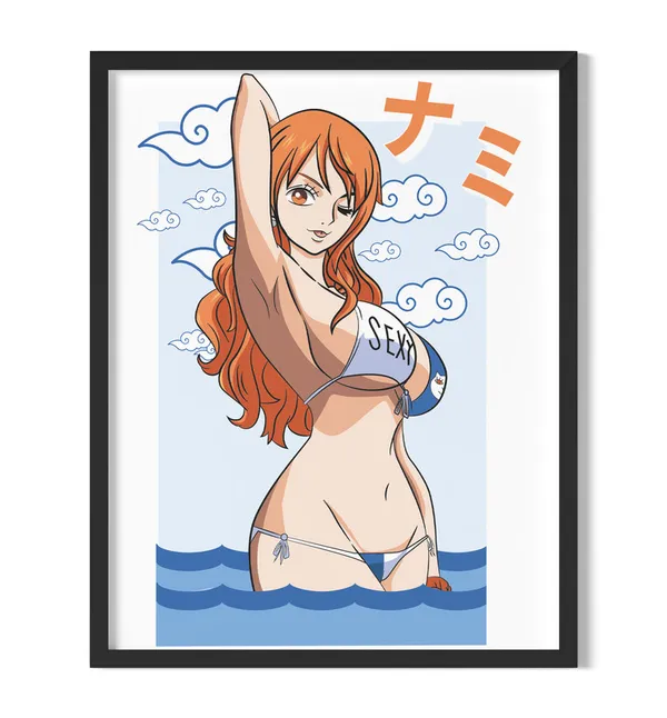 Multicolor_One_Piece_Nami_Anime_Poster_with_Frame