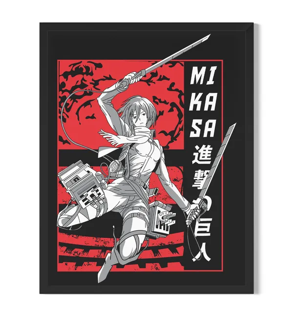 Multicolor_Attack_On_Titan_(AOT)_Mikasa_Ackerman_Anime_Poster_with_Frame