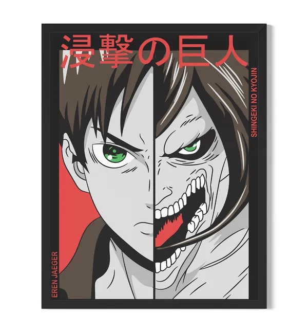 Multicolor_Attack_On_Titan_(AOT)_Eren_Yeager_2_Anime_Poster_with_Frame