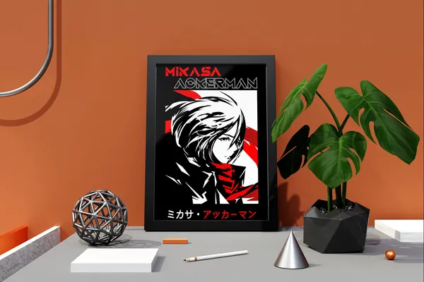 Multicolor_Attack_On_Titan_(AOT)_Mikasa_Ackerman_3_Anime_Poster_with_Frame