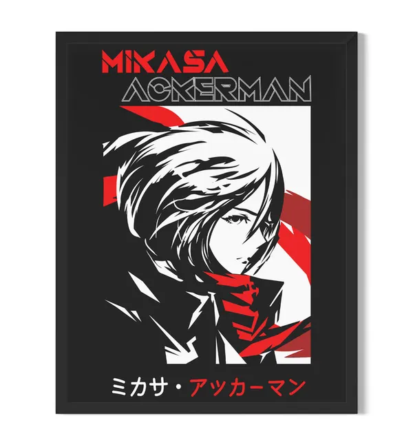 Multicolor_Attack_On_Titan_(AOT)_Mikasa_Ackerman_3_Anime_Poster_with_Frame