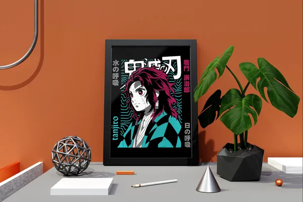 Multicolor_Demon_Slayer_Tanjiro_Anime_Poster_with_Frame