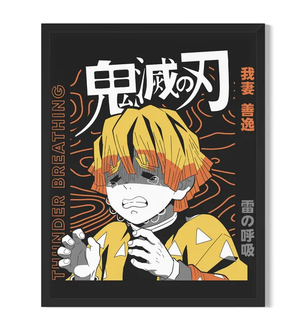 Multicolor_Demon_Slayer_Zenitsu_Thunder_Breathing_Anime_Poster_with_Frame