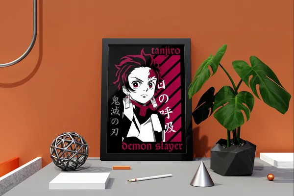Multicolor_Demon_Slayer_Tanjiro_2_Anime_Poster_with_Frame