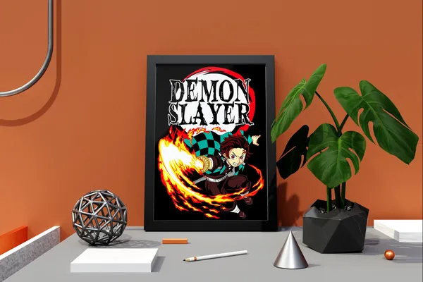 Multicolor_Demon_Slayer_Tanjiro_4_Anime_Poster_with_Frame