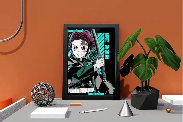 Multicolor_Demon_Slayer_Tanjiro_5_Anime_Poster_with_Frame