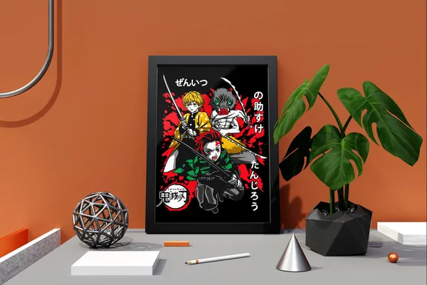 Multicolor_Demon_Slayer_2_Anime_Poster_with_Frame