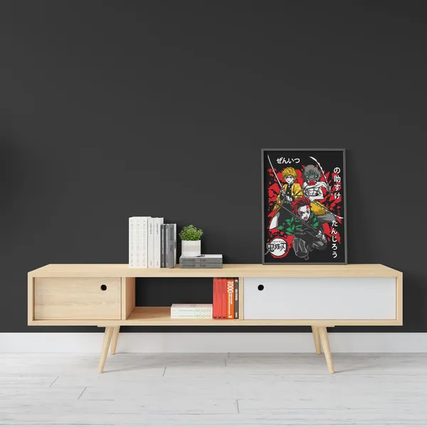 Multicolor_Demon_Slayer_2_Anime_Poster_with_Frame