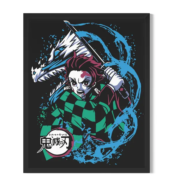 Multicolor_Demon_Slayer_Tanjiro_Water_Breathing_Anime_Poster_with_Frame