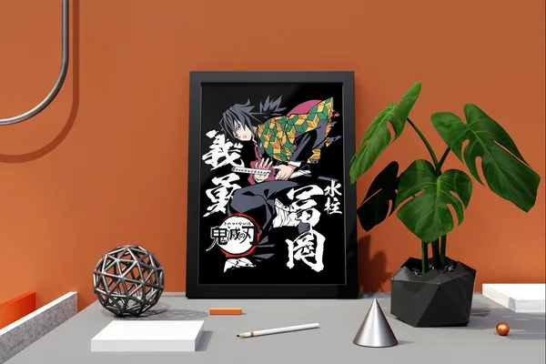 Multicolor_Demon_Slayer_Tomioka_Giyyu_Anime_Poster_with_Frame
