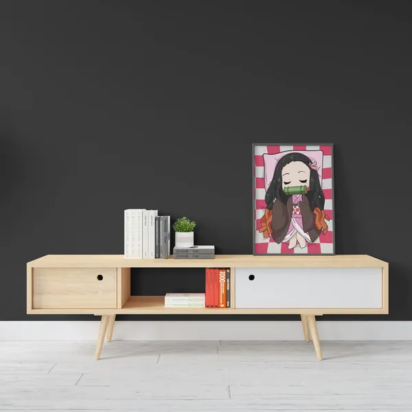 Multicolor_Demon_Slayer_Nezuko_Cojines_Anime_Poster_with_Frame