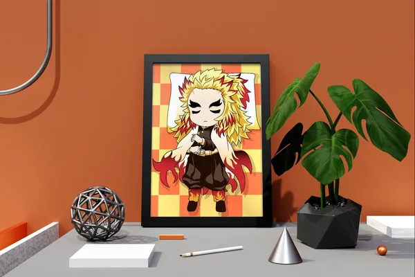 Multicolor_Demon_Slayer_Rengoku_Anime_Poster_with_Frame