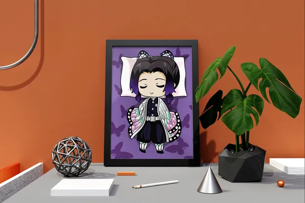 Multicolor_Demon_Slayer_Shinobu_Anime_Poster_with_Frame