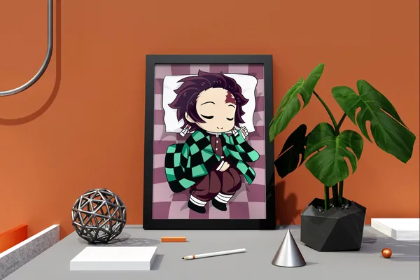 Multicolor_Demon_Slayer_Tanjiro_Cojines_Anime_Poster_with_Frame