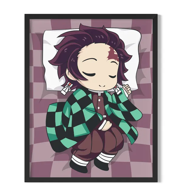 Multicolor_Demon_Slayer_Tanjiro_Cojines_Anime_Poster_with_Frame